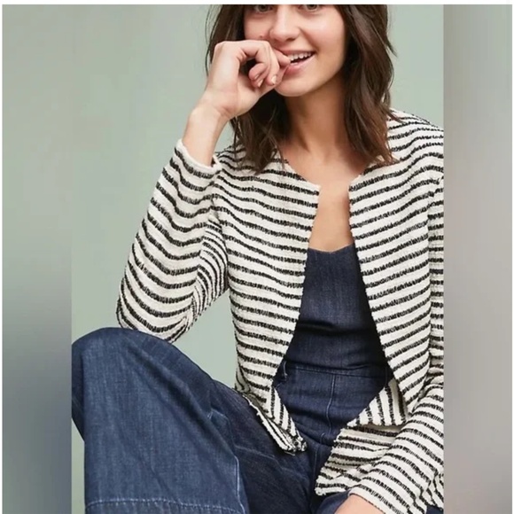 Anthropologie Dolan Peplum Blazer Black and White - Picture 1 of 8